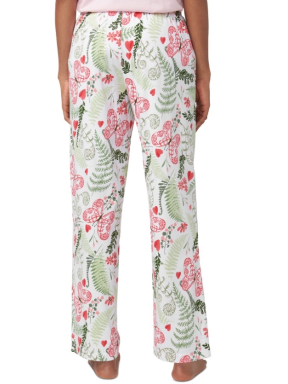 Hue Women's Butterferns Printed Drawstring Pajama Pants - Bright White Large NWT - Picture 2 of 4